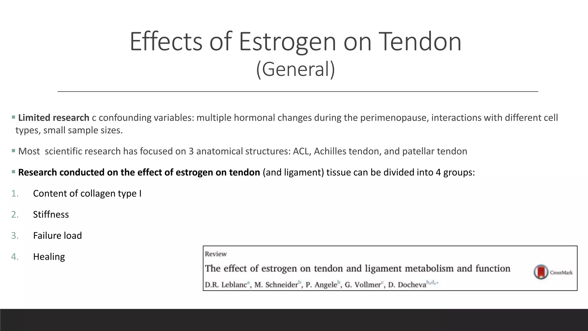 Effects of Estrogen on Female Muscle and Tendon | PPTX