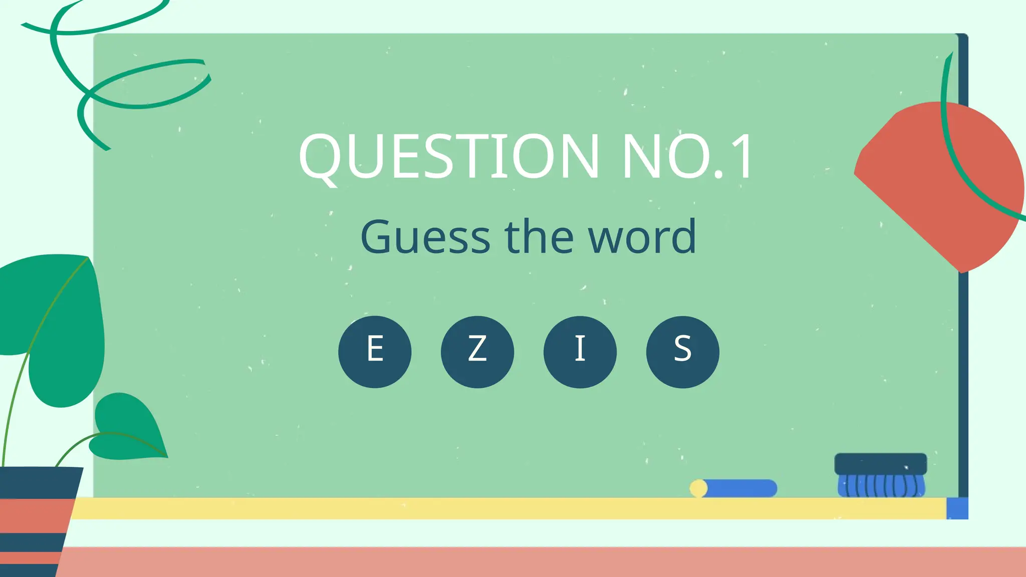 Z S
E
Guess the word
QUESTION NO.1
I
 