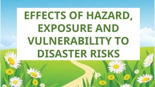 Effects Exposure Risk EFFECTS OF HAZARD, EXPOSURE AND VULNERABILITY TO DISASTER RISKS.ppt