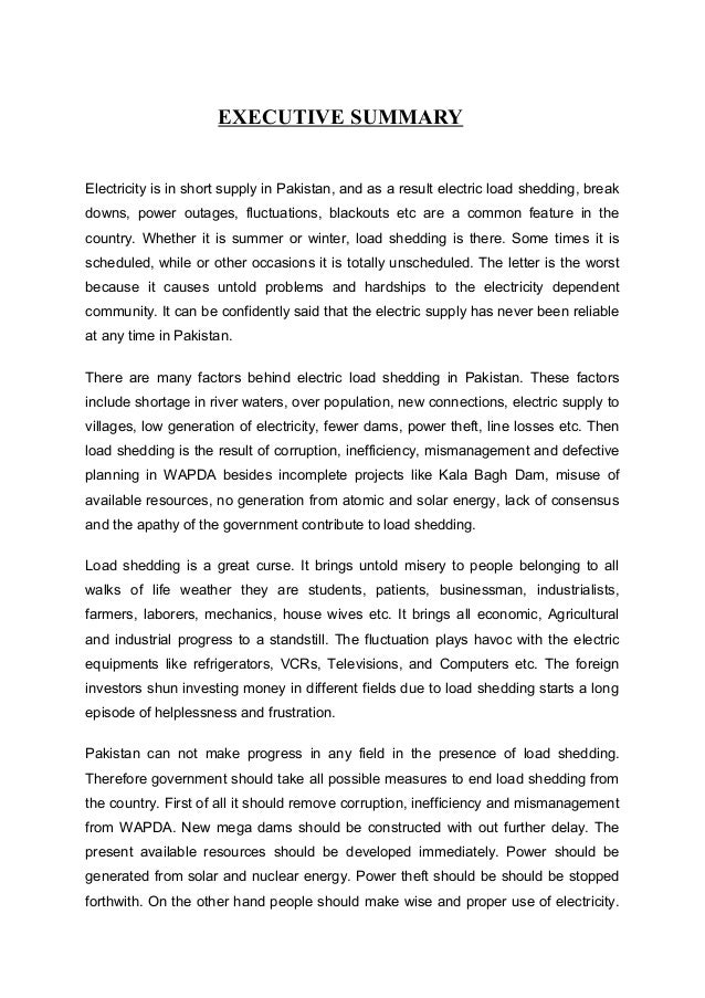 Essay on shortage of electricity in pakistan