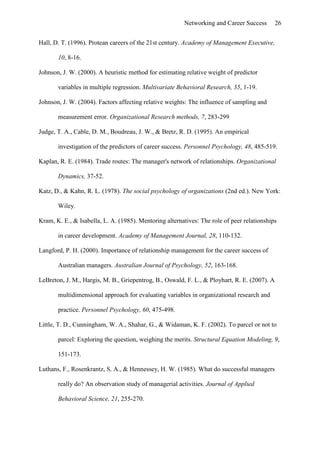 Effects Of Networking On Career Success by Hans-Georg Wolff & Klaus Moser of University of Erlangen-Nuremberg