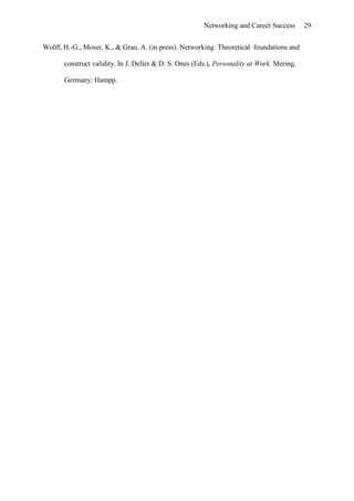 Effects Of Networking On Career Success by Hans-Georg Wolff & Klaus Moser of University of Erlangen-Nuremberg