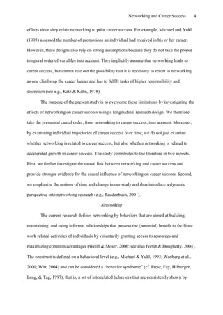 Effects Of Networking On Career Success by Hans-Georg Wolff & Klaus Moser of University of Erlangen-Nuremberg