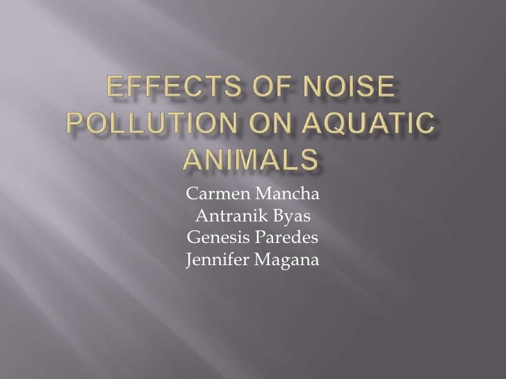 Effects Of Noise Pollution On Aquatic Animals