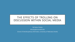 Trolls on social media seminar ppt