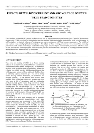 Effects of welding current and arc voltage on fcaw weld bead geometry | PDF