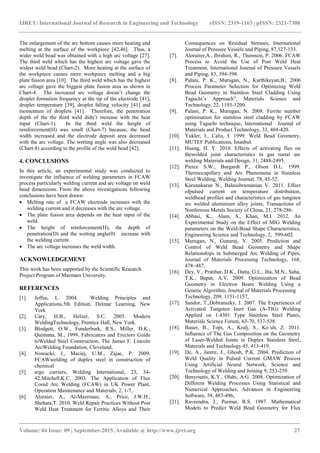 Effects of welding current and arc voltage on fcaw weld bead geometry | PDF