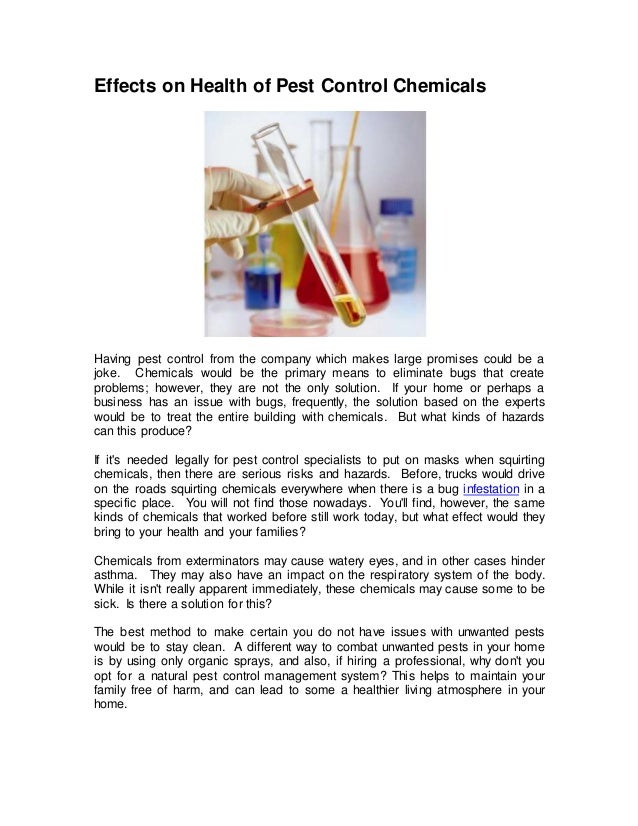 Effects on health of pest control chemicals