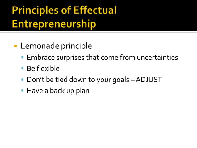 Effectuation entrepreneurship | PPTX | Business | Business and Finance