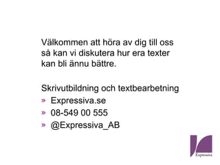 Effektiva texter - Expressiva Anna Hass - Webcoast