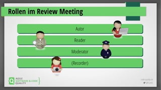 code-quality.de
 @FrankS
Rollen im Review Meeting
AutorAutor
ReaderReader
ModeratorModerator
(Recorder)(Recorder)
 