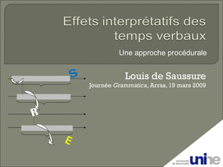 Louis de Saussure Journée  Grammatica , Arras, 19 mars 2009 R E S Une approche procédurale 