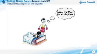Efficacité Personnelle
71
Getting Things Done – Les constats 3/3
(Traduction toujours pour nos amis les geeks)
 