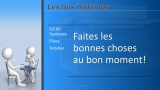 Loi de
Swoboda
Fliess
Teltsher
Faites les
bonnes choses
au bon moment!
www.pascaltheryformations.com
 