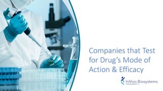 Companies that Test
for Drug’s Mode of
Action & Efficacy
 