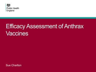 Efficacy Assessment of Anthrax
Vaccines
Sue Charlton
 