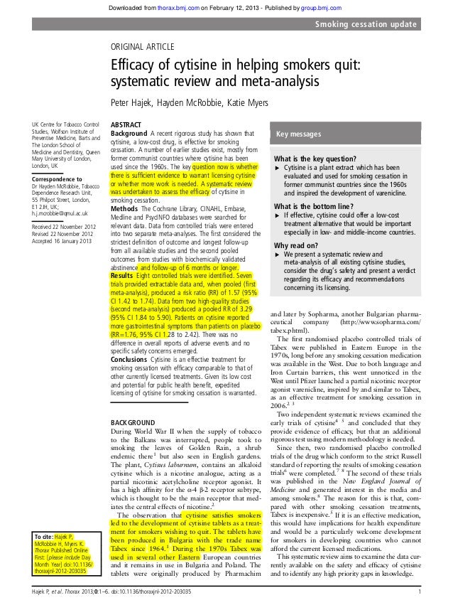 PDF) A Double-Blind, Randomised, Placebo-Controlled Trial of Cytisine for Smoking  Cessation in Medium-Dependent Workers