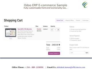 Odoo ERP E-commerce Sample
Fully customisable front-end functionality too...
 