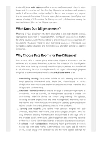 Room Due Diligence | Due Diligence Data Room Best Practices – RMGD