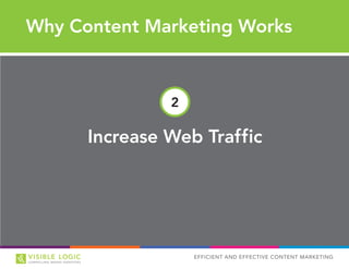 EFFICIENT AND EFFECTIVE CONTENT MARKETING
Increase Web Traffic
Why Content Marketing Works
2
 