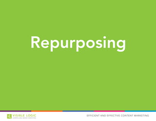 EFFICIENT AND EFFECTIVE CONTENT MARKETING
Repurposing
 