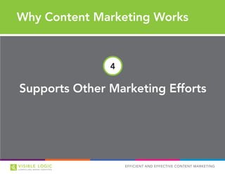 EFFICIENT AND EFFECTIVE CONTENT MARKETING
Supports Other Marketing Efforts
Why Content Marketing Works
4
 