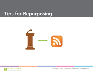 EFFICIENT AND EFFECTIVE CONTENT MARKETING
Tips for Repurposing
 