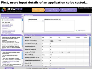 First, users input details of an application to be tested...




                              9
 