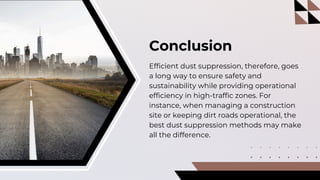 Efficient Dust Suppression Methods for High-Traffic Zones | PDF
