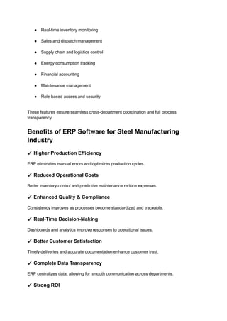 Efficient ERP Software for Steel Manufacturing Industry | PDF