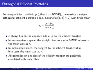A Quick and Terse Introduction to Efficient Frontier Mathematics