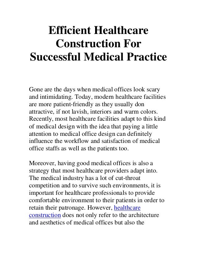 efficient healthcare construction for successful medical practice