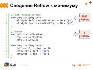 Сведение Reflow к минимуму

                              2000
                             Reflow




                               1
                             Reflow
 