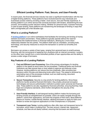 Fast Track Lending Decision Tree Efficient Lending Platform_ Fast, Secure, and User-Friendly.docx