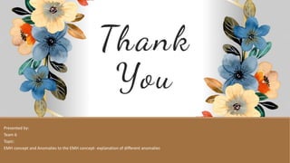 Presented by:
Team 6
Topic:
EMH concept and Anomalies to the EMH concept- explanation of different anomalies
 