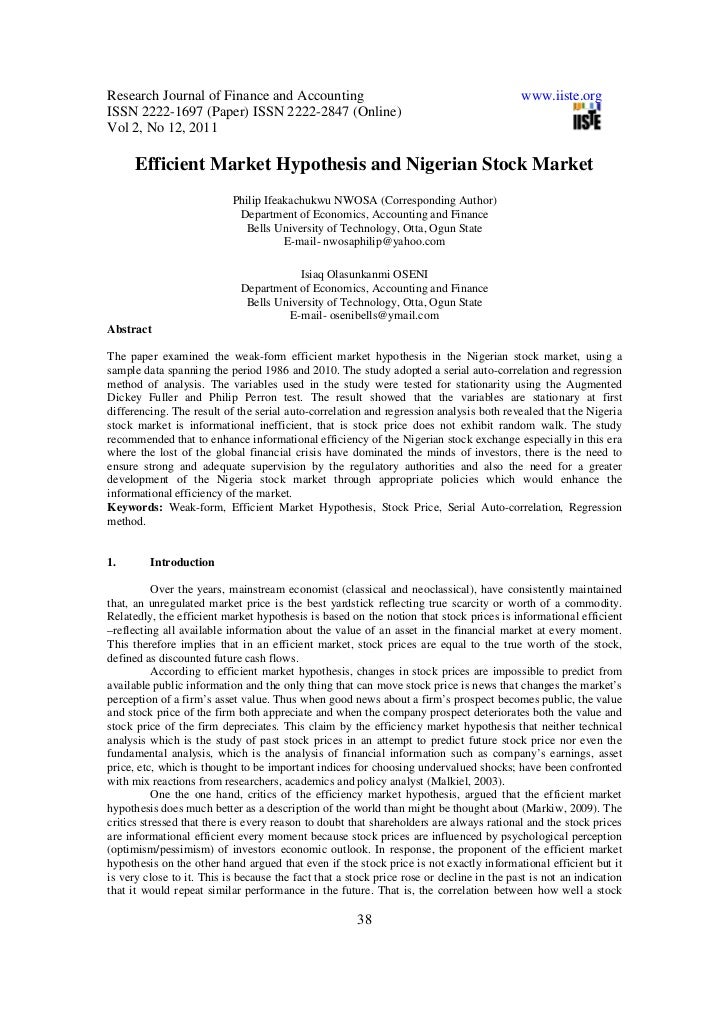 Efficient market hypothesis research paper