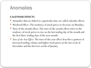 Calender Effect Graph efficient market theoryintroduction concepts | PPTX
