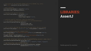 UkrainQA #7 19
LIBRARIES:
AssertJ
Flexible approach for assertions
 