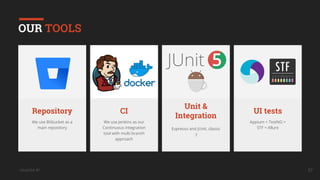 UkrainQA #7
Repository
We use Bitbucket as a
main repository
Unit &
Integration
Espresso and JUnit, classic
:)
UI tests
Appium + TestNG +
STF + Allure
37
OUR TOOLS
CI
We use Jenkins as our
Continuous integration
tool with multi branch
approach
 