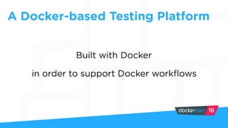 A Docker-based Testing Platform
Built with Docker
in order to support Docker workflows
 