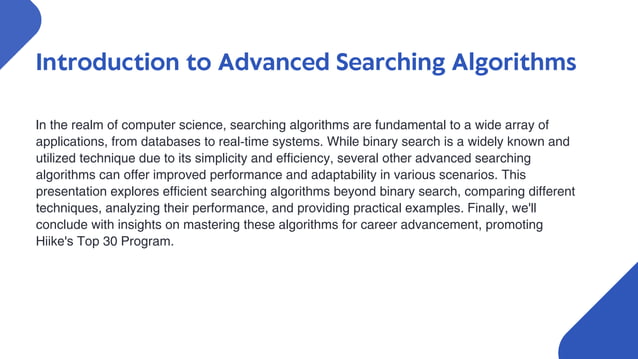 Efficient Searching Algorithms by Hiike ! | PPT