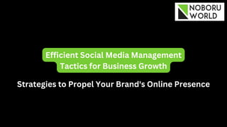 Efficient Social Media Management
Tactics for Business Growth
Strategies to Propel Your Brand's Online Presence
 