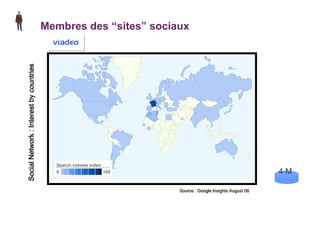 Membres des “sites” sociaux Social Network : Interest by countries  Source : Google Insights August 08 4 M 
