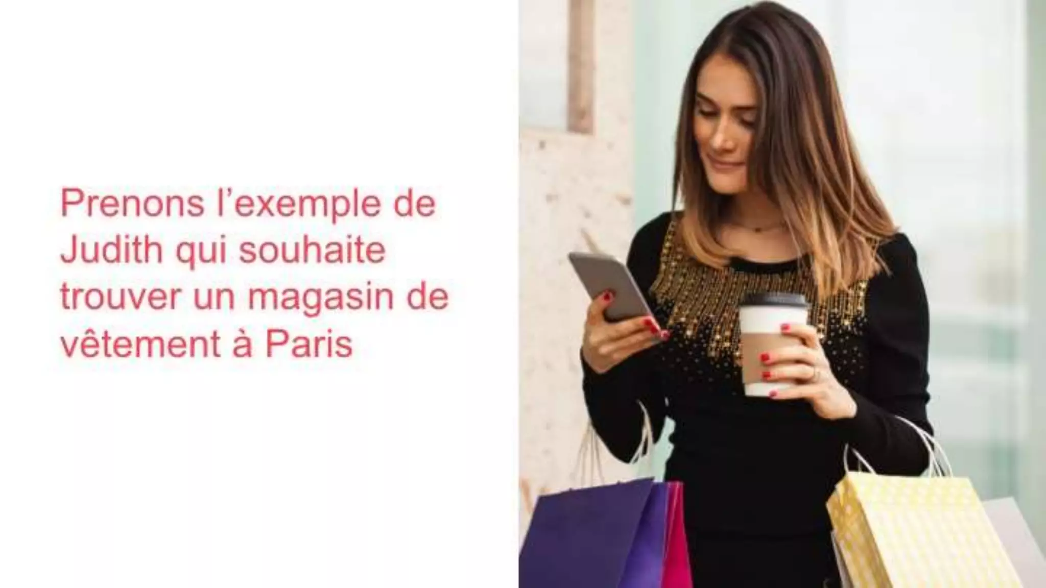 Prenons l’exemple de
Judith qui souhaite
trouver un magasin de
vêtement à Paris
 