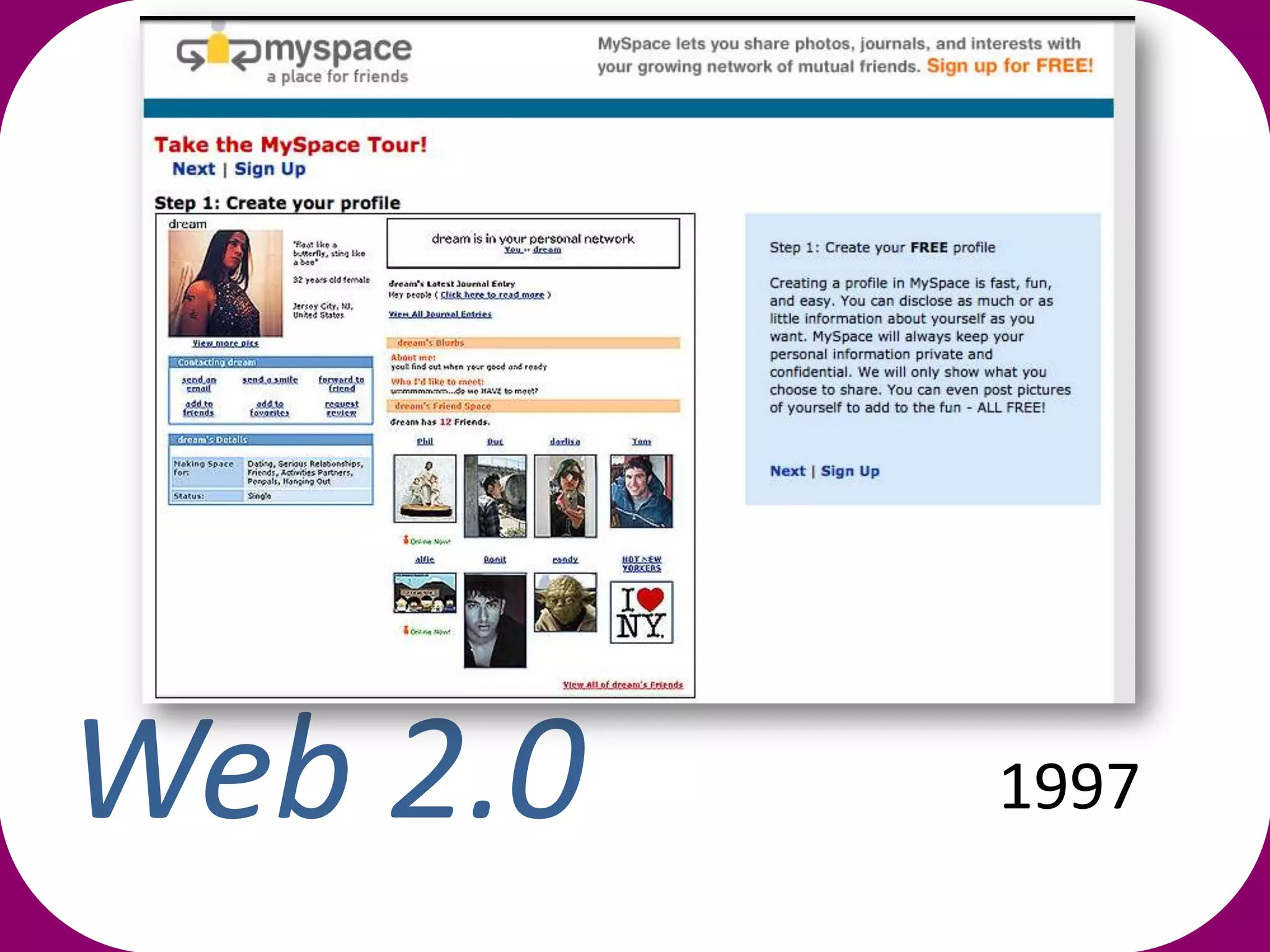 user participation

                                            Social Media
                                             Social Media

                                         Web 2.0
                                         Web 2.0
                        World Wide Web


                                                            time



Web 2.0                                                        1997
 