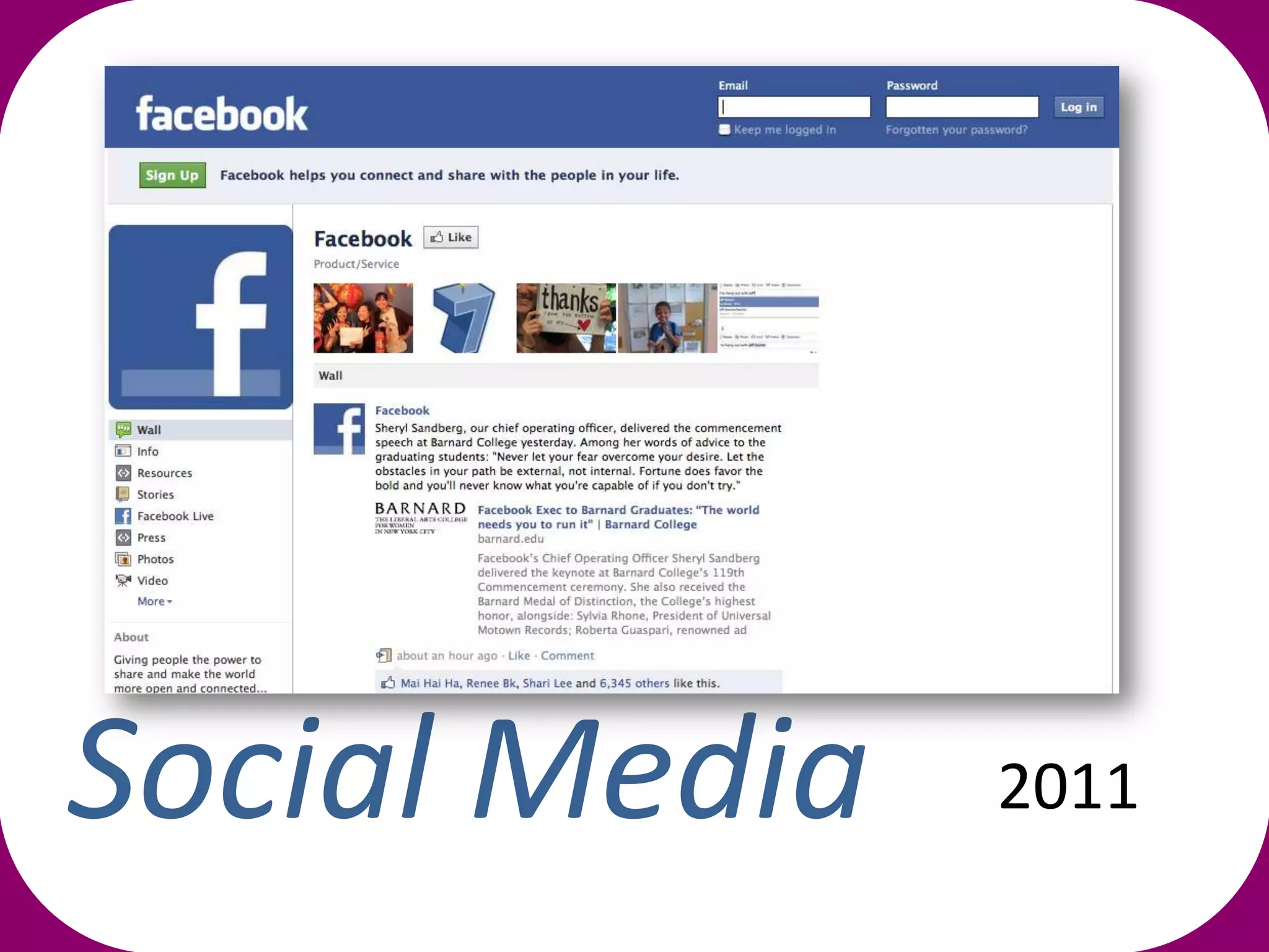 user participation

                                            Social Media

                                         Web 2.0

                        World Wide Web


                                                           time



Social Media                                                  2011
 