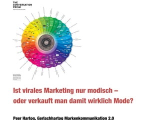 Ist virales Marketing nur modisch –
oder verkauft man damit wirklich Mode?

Peer Hartog, Gerlachhartog Markenkommunikation 2.0
 