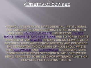 Origins of Sewage 
 