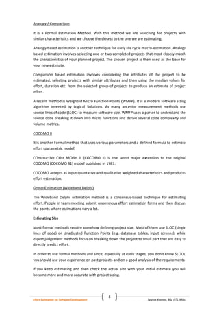 Effort estimation for software development | PDF
