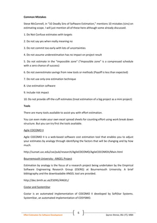Effort estimation for software development | PDF